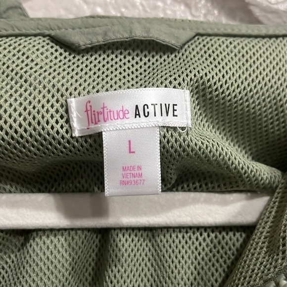 Flirtitude Windbreaker jacket olive green and pink jacket size Large - Picture 3 of 15